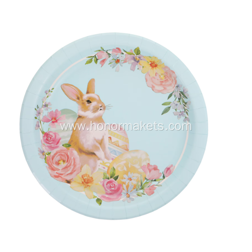 14PCS Easter Round Paper Plates